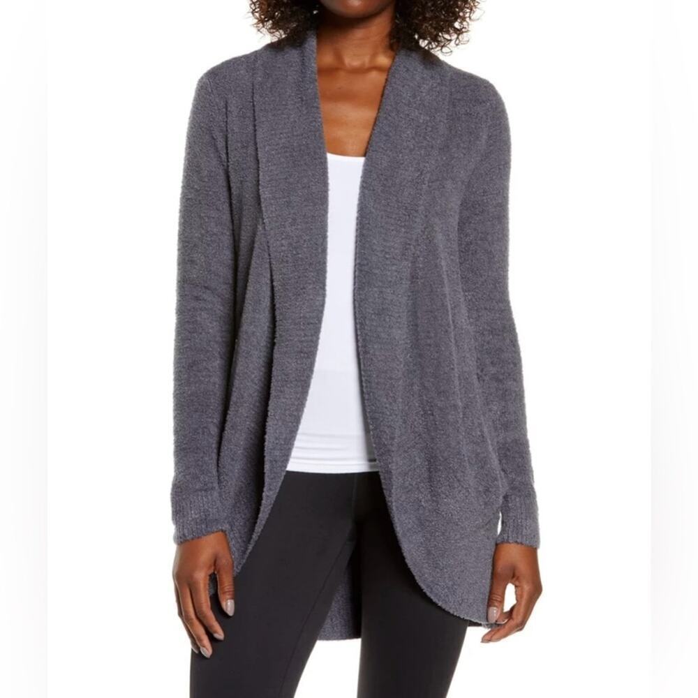 Barefoot Dreams Cozy Chic Lite Circle Open Front Grey Cardigan Sz M